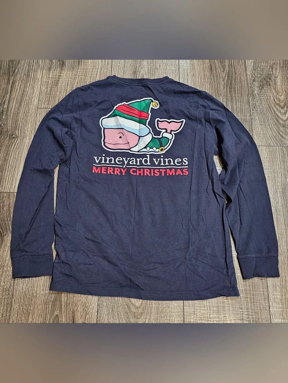 Vineyard Vines Size 12-14 (M) Navy Merry Christmas Whale Long-Sleeve Sweater